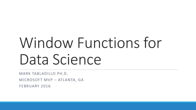 Window functions for Data Science