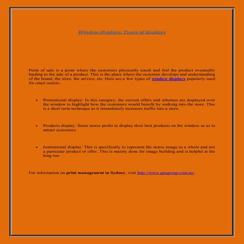 Window displays   types of displays