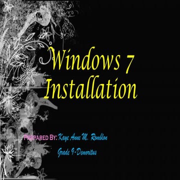Windows 7 installation | PPT