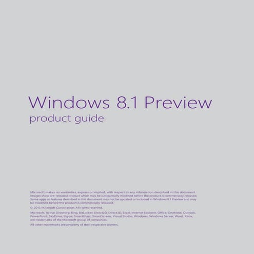 Microsoft Windows 8.1 Preview Product Guide