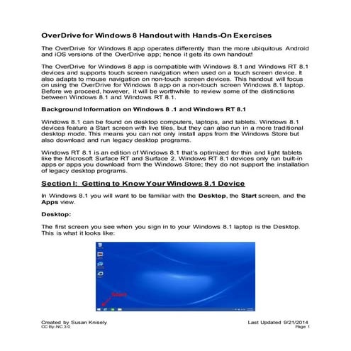 OverDrive for Windows 8.1 and RT Handout with Hands-On Exercises | DOCX
