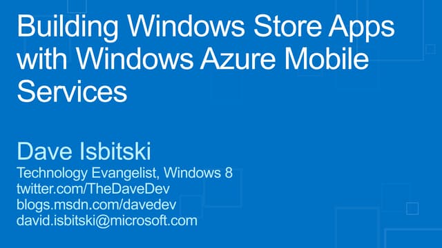 Windows Azure Mobile Services