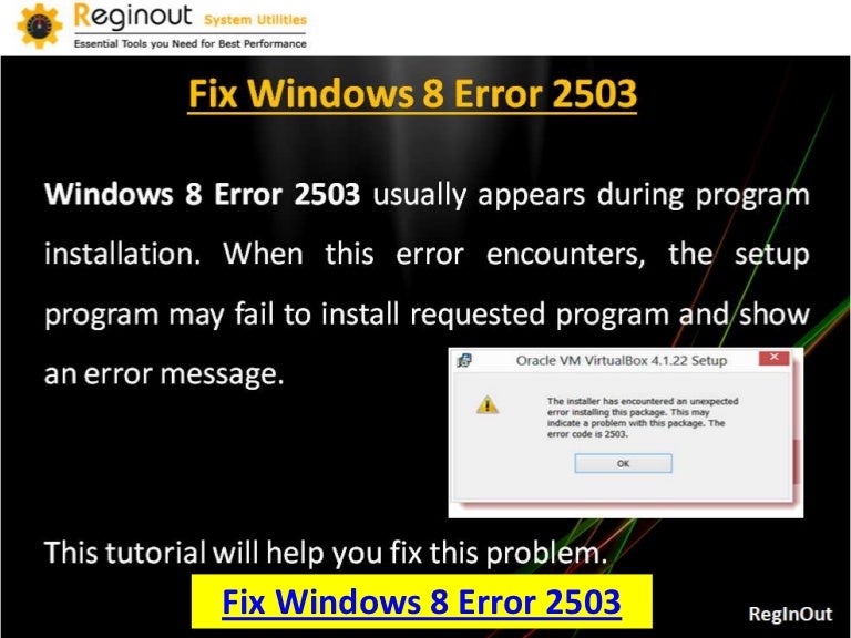How To Fix Windows 8 Error 2503