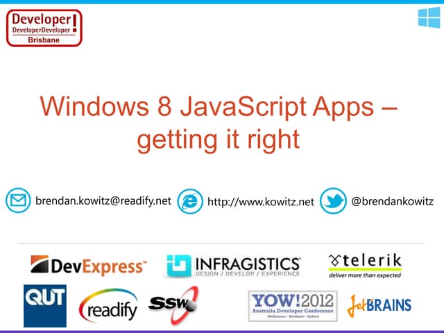 Windows 8 javascript apps – getting it right | PPT