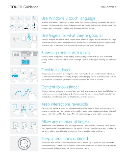 Windows 8 touch guidance