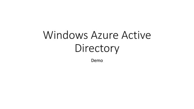 Windows azure active directory