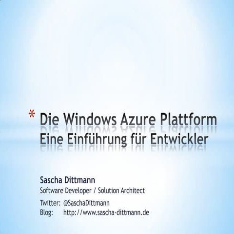 Windows Azure für Entwickler V1