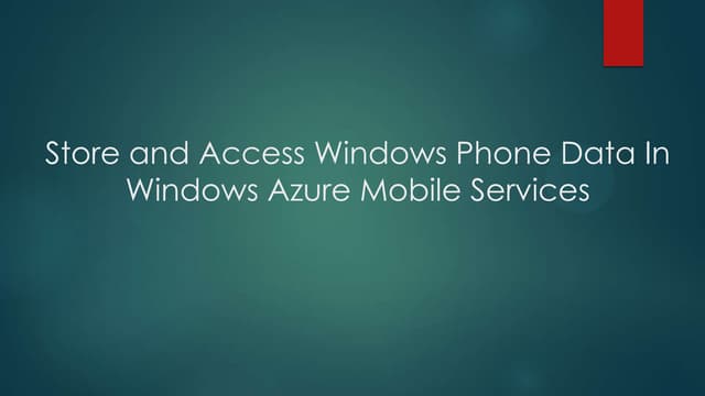 Windows azure mobile services and windows phone 8