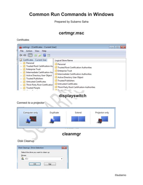 Windows Common run commands | PDF