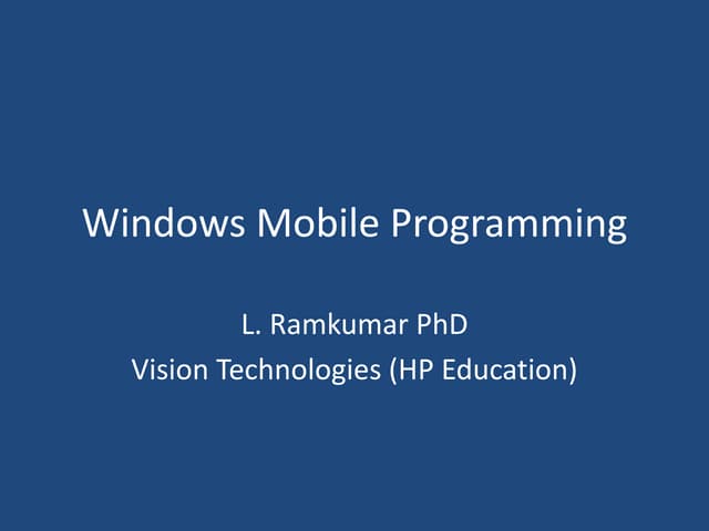 Windows mobile programming