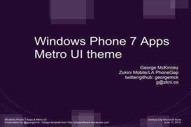 Windows Phone 7 Apps with Metro UI