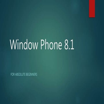 Introduction for Windows phone 8.1 . 