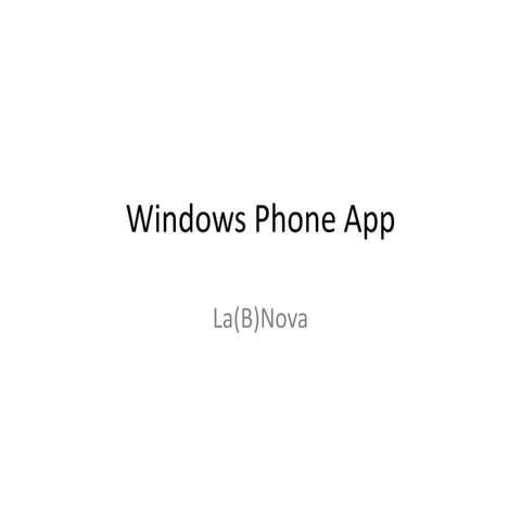 Windows phone App Lesson 1