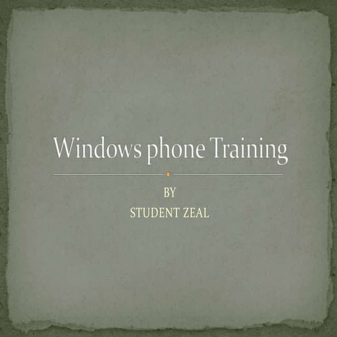 Windows phone training