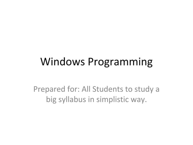 Windows programming ppt