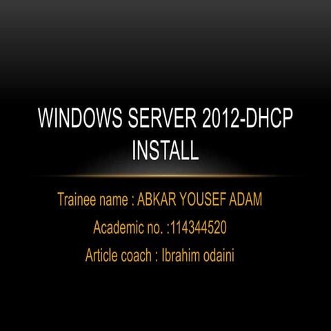 Windows server 2012 DHCP