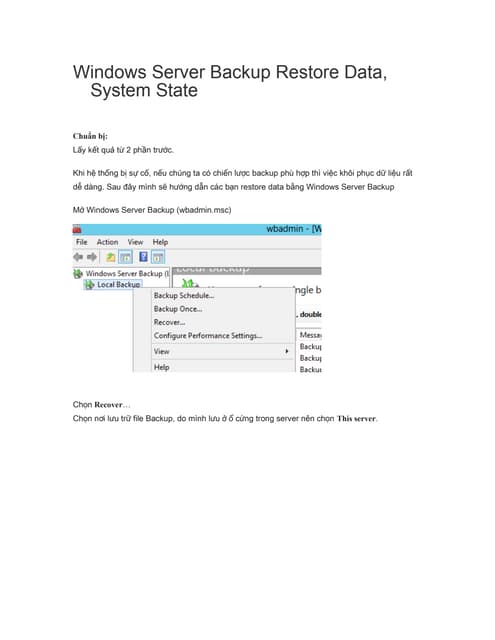 Windows server backup restore data