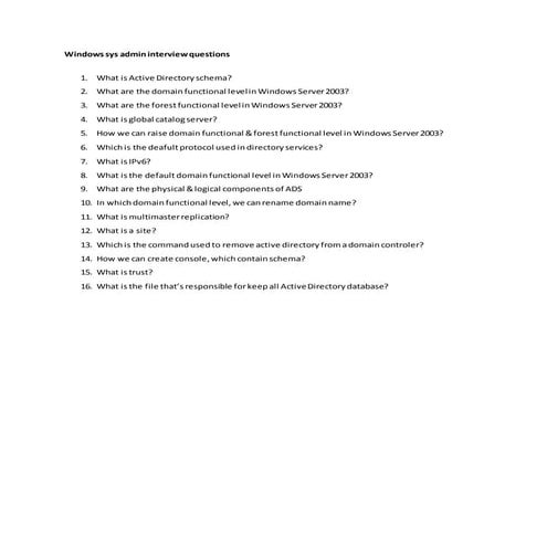 Windows sys admin interview questions