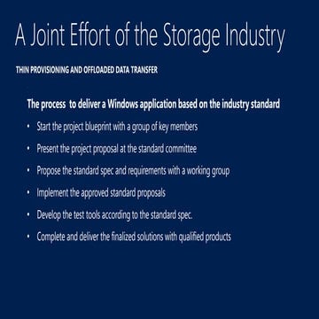 A joint effort of the storage industry