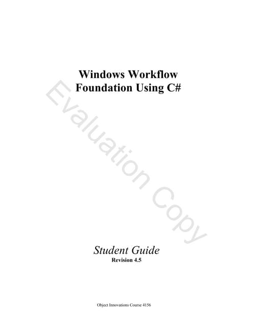 Windows workflow foundation using c#