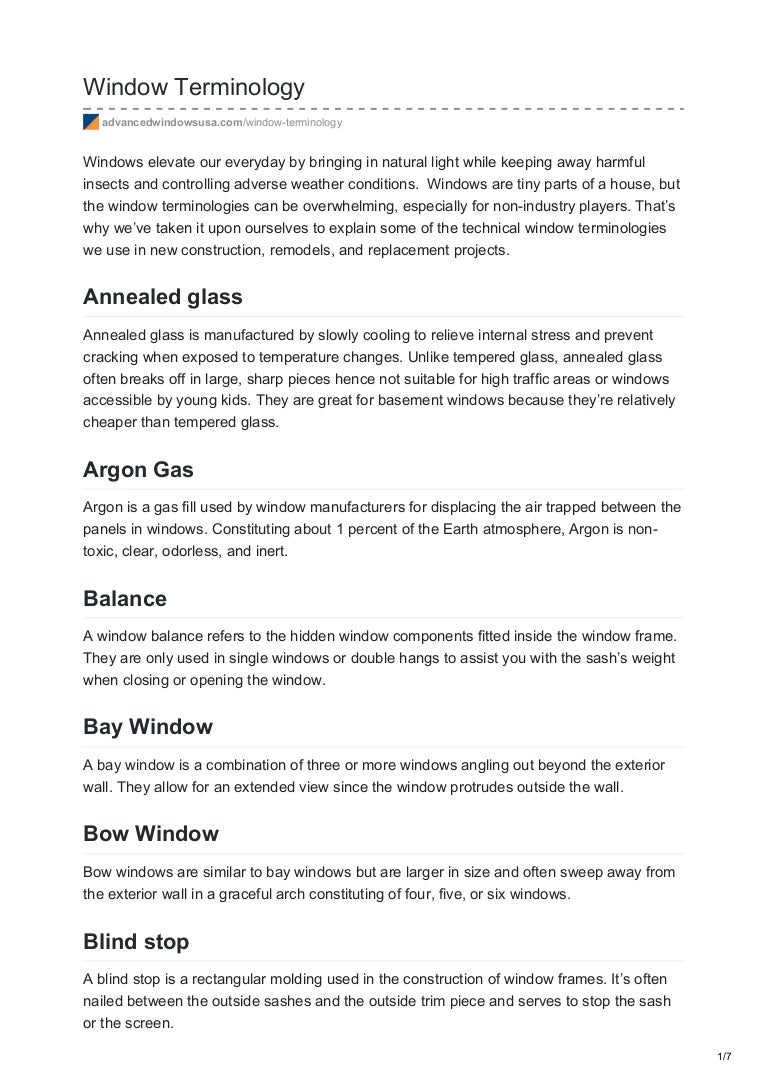 Window terminology