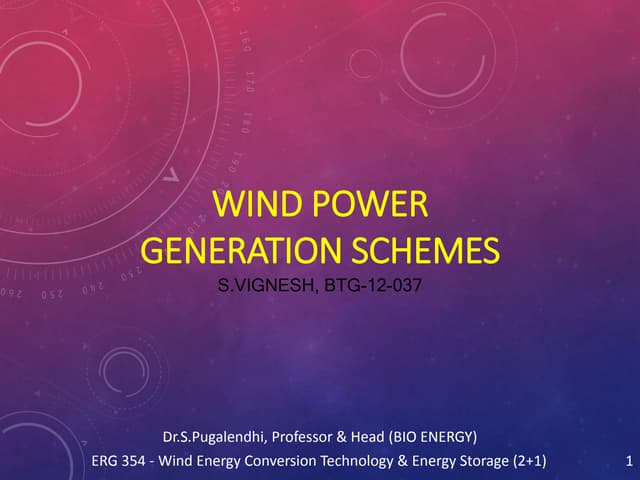 Wind Power Generation Schemes