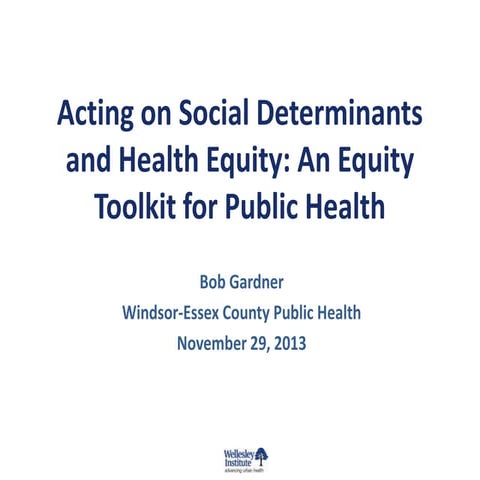 Acting on Social Determinants and Health Equity: An Equity Toolkit for Public Health 