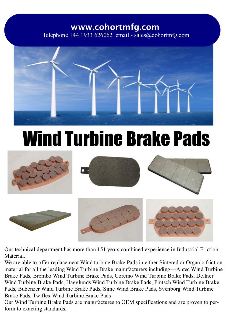 Wind turbine brake pads