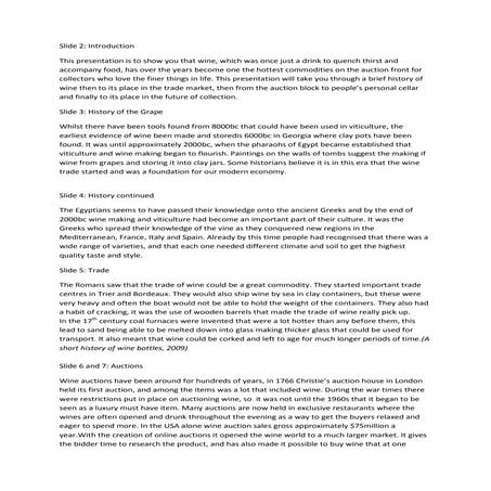 Wine as food or wine as a collectors item