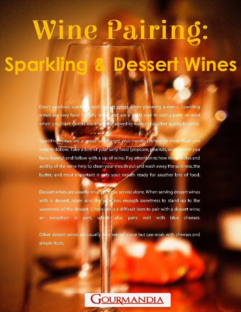 Wine Pairing Sparkling and Dessert Wines