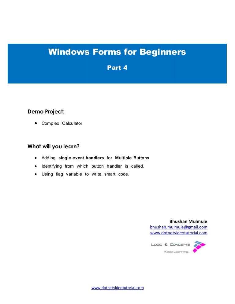 Windows Forms For Beginners Part 4