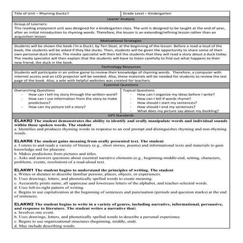 Wingate reading enjoyment lesson