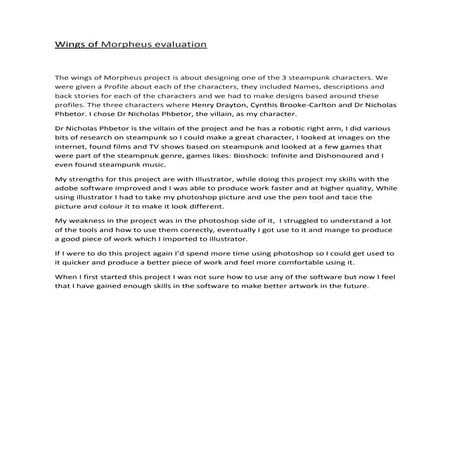 Wings of morpheus evaluation