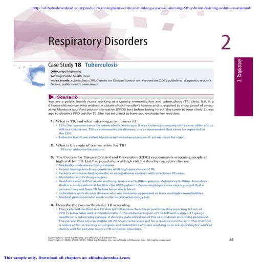 Winninghams Critical Thinking Cases in Nursing 5th Edition Harding Solutions ...
