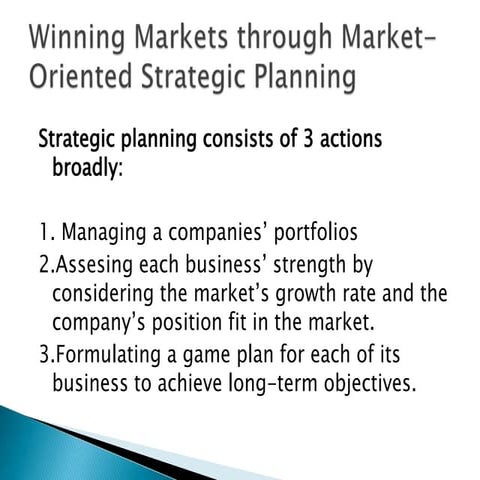 Winning markets through market oriented strategic planning
