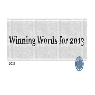 Winning words for 2013