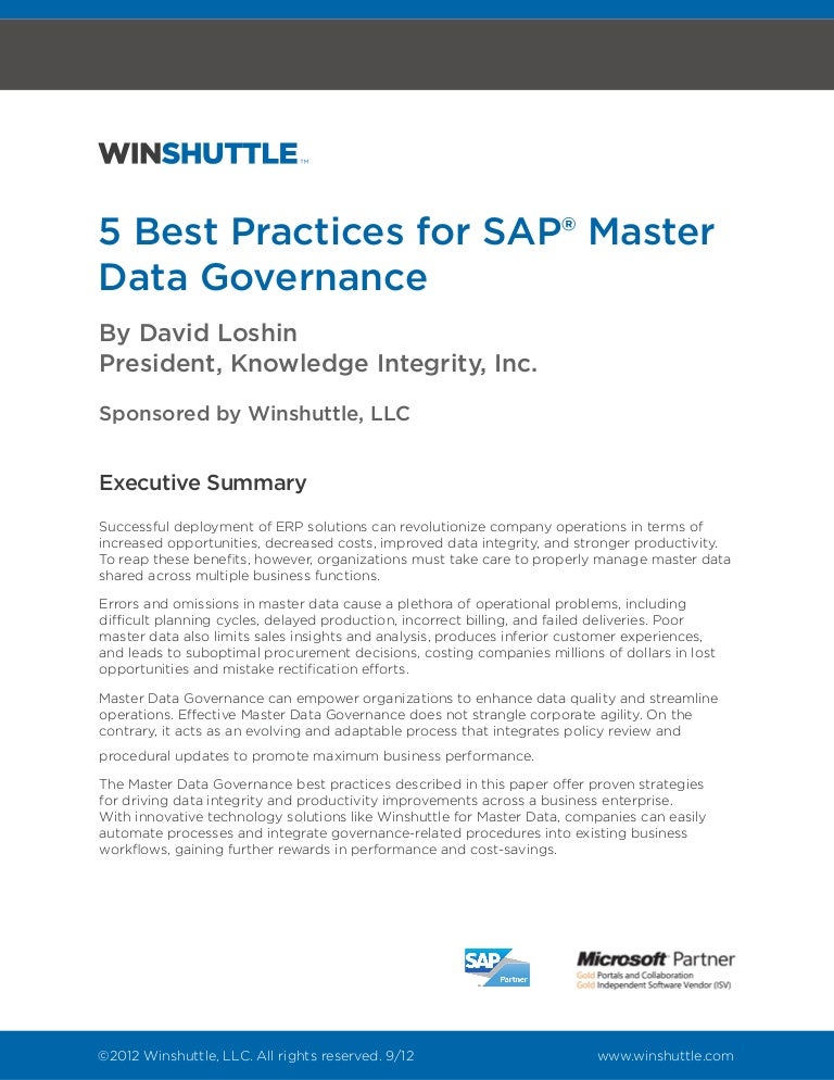 5 best practices for sap master data governance