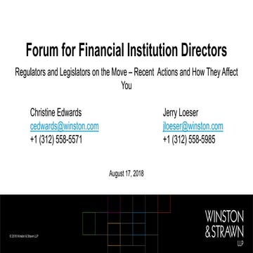Regulators on the Move – Recent Treasury and Comptroller Actions: How They Affect You