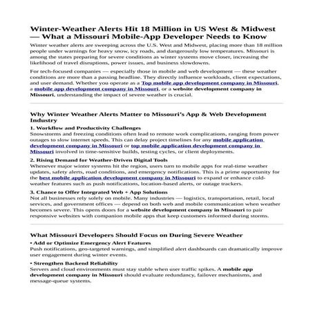 Winter-Weather Alerts Hit 18 Million in US West & Midwest — What a Missouri M...