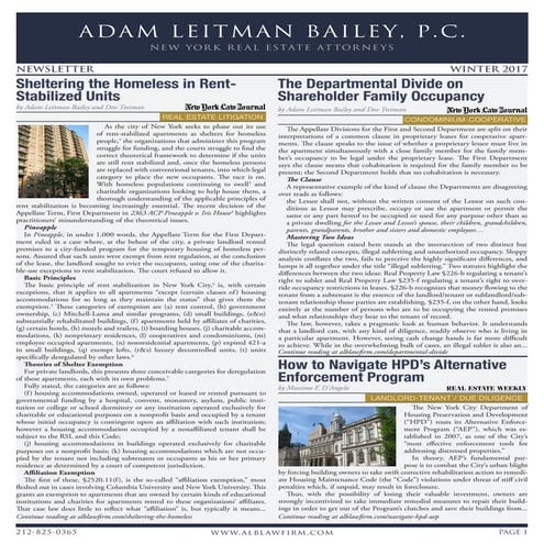 Adam Leitman Bailey, P.C. Winter 2017-18 Newsletter