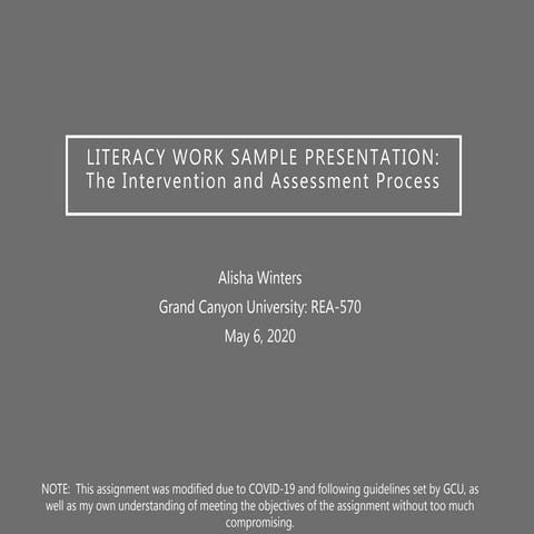 Literacy Work Sample | PPTX