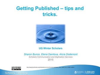 Getting Published in academic journals: tips and tricks. 2015