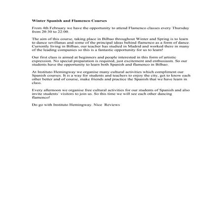 Winter spanish and flamenco courses