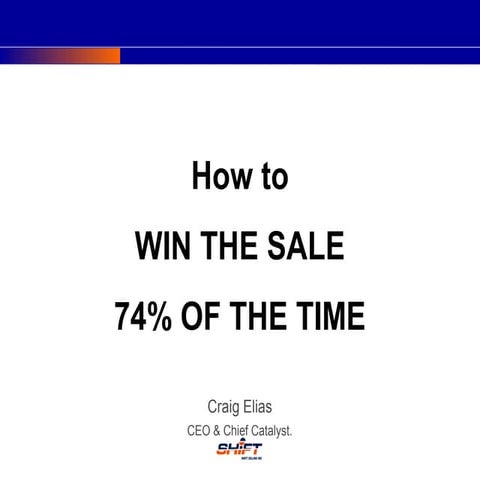 Win The Sale 74% of the Time - Craig Elias - Virtual Sales Summit