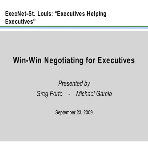 Win Win Negotiating For Executives 9 23 09 Final