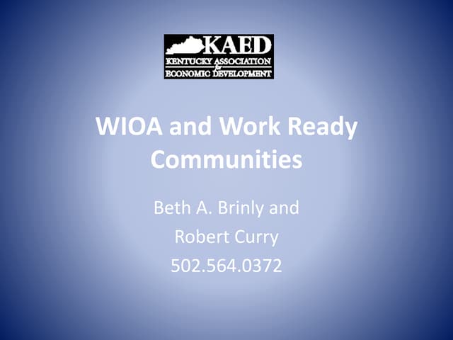 WIOA and Work Ready Communites