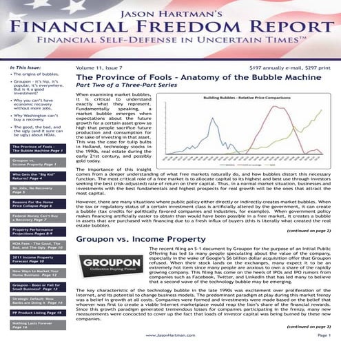 Free Sample Jason Hartman's Financial Freedom Report newsletter