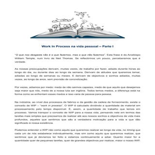 "Work In Process na vida pessoal - ...