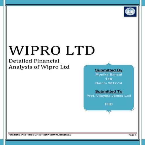 Wipro financial analysis