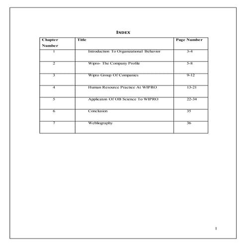 Wipro- An Organizatonal Behaviour Project